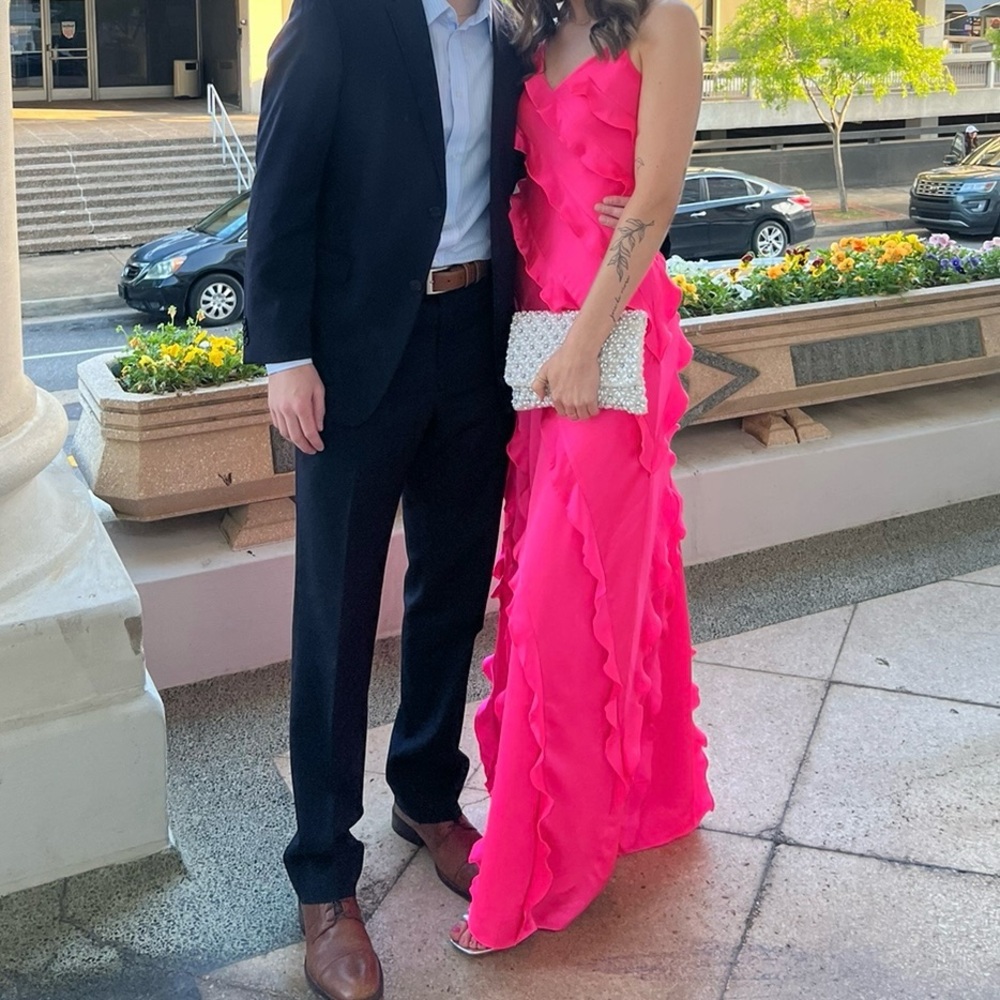 Show Me Your MuMu Romance Ruffle Dress in Vivid Pink